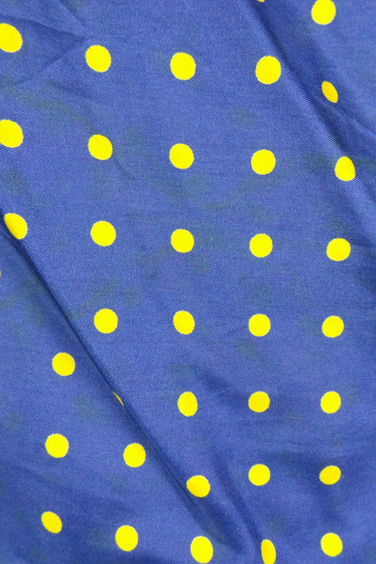 1960s Navy Blue and Yellow Spot Silk Scarf | Jacqmar
