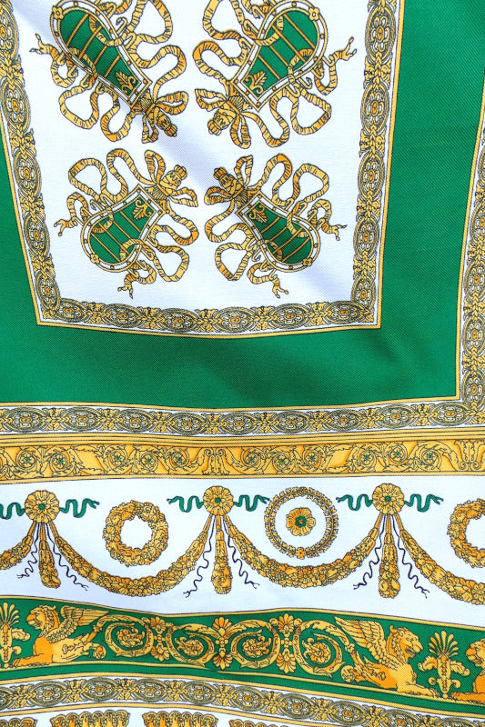 1980s Green and Yellow Clock Scarf