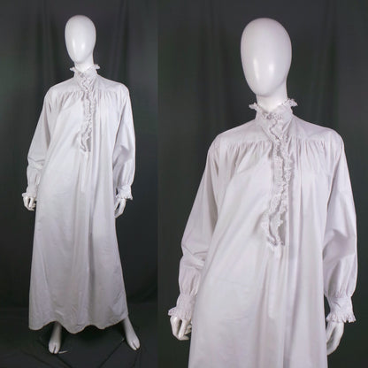 Victorian White Cotton Lace Vintage Dress