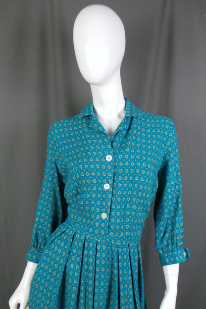 1950s Blue Brushed Cotton Shirtdress | 2XL