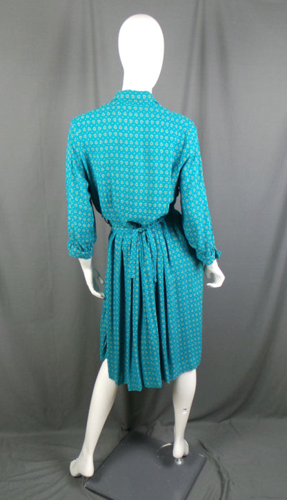 1950s Blue Brushed Cotton vintage Shirtdress