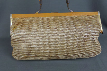 1970s Raffia Straw Frame Bag