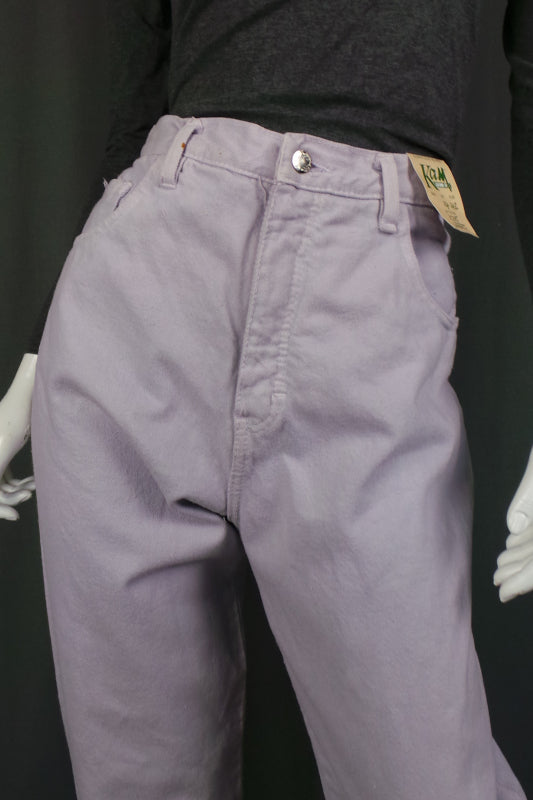 1980s Deadstock Pastel Lilac High Waisted Denim Jeans, 30in Waist