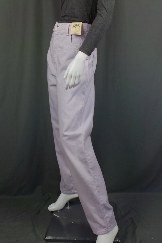 1980s Deadstock Pastel Lilac High Waisted Denim Jeans, 30in Waist