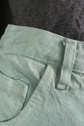 1980s Deadstock Pastel Mint High Waisted Denim Jeans, 30in Waist