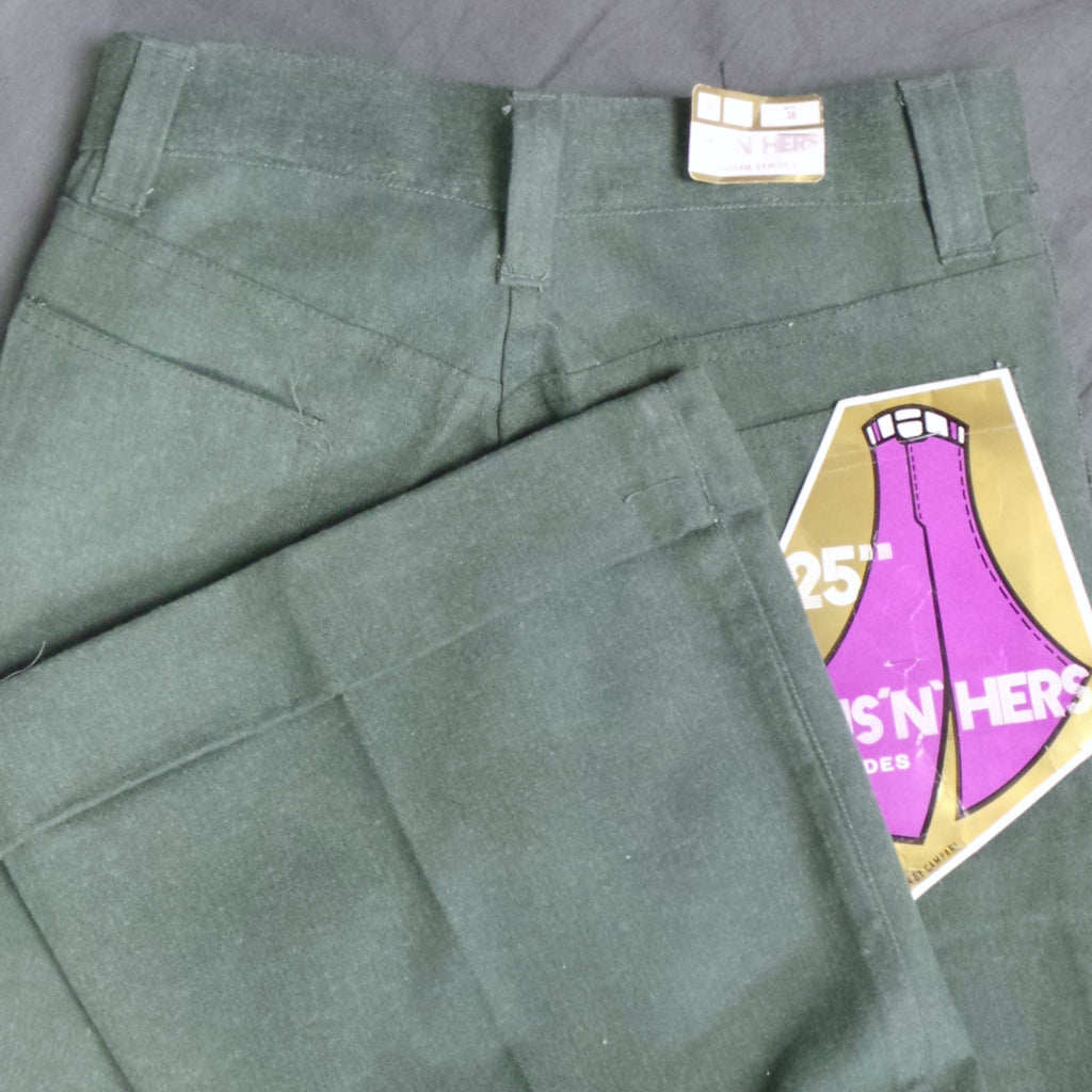 1960s Deadstock Sage Turn Up Vintage Flares His and Hers Strides, by Campari