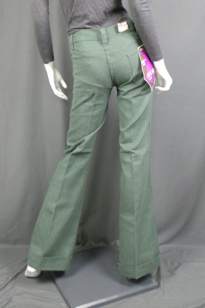 1960s Deadstock Sage Turn Up Flares His and Hers Strides, by Campari, 28.5in Waist