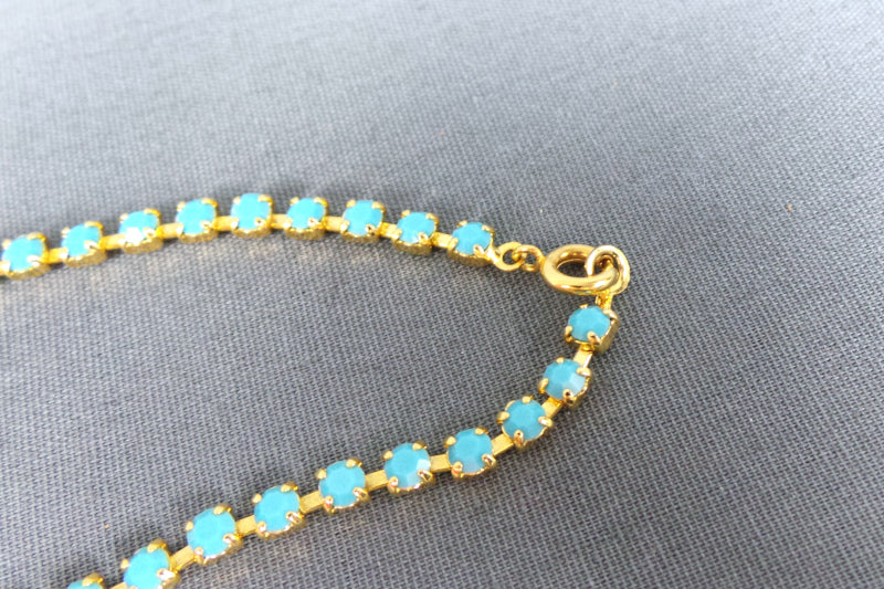 1980s Turquoise and Gold Waterfall Necklace