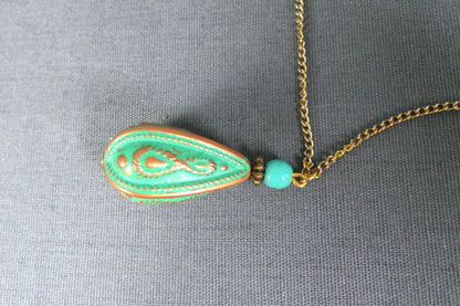 1970s Turquoise and Copper Drop Pendant