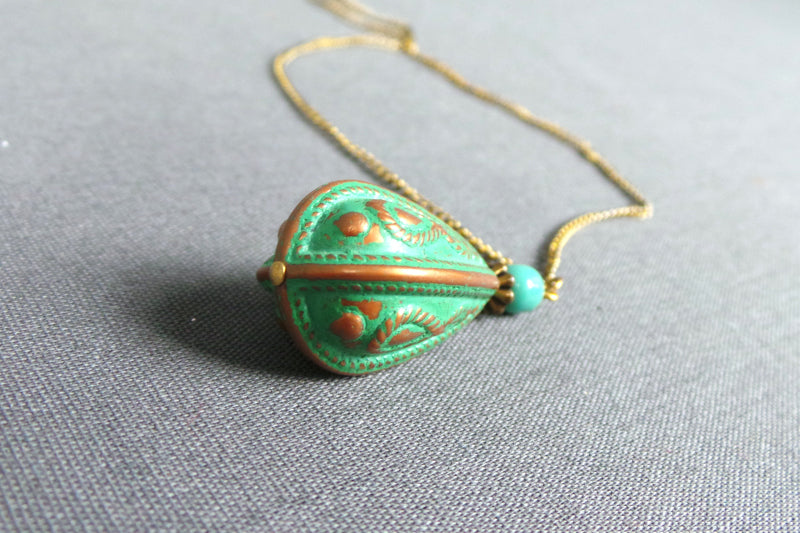 1970s Turquoise and Copper Drop Pendant