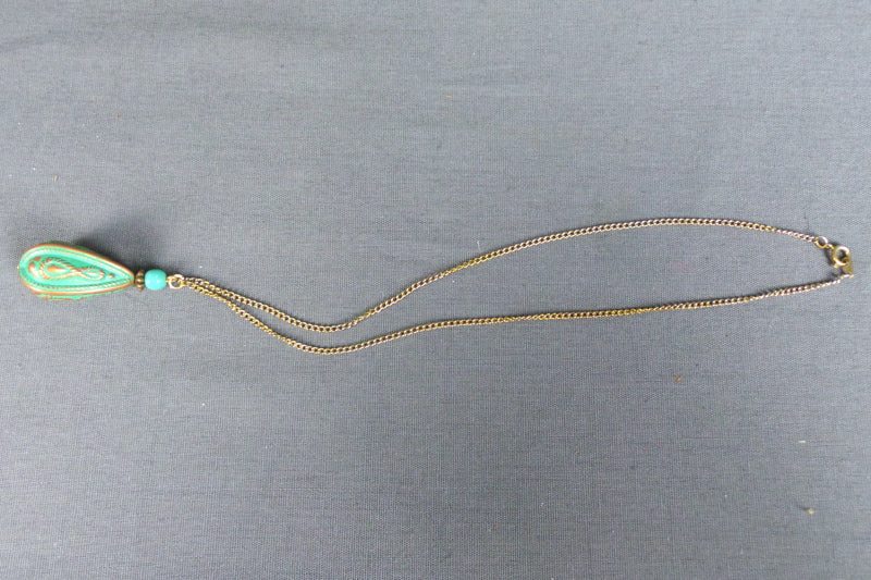 1970s Turquoise and Copper Drop Vintage Pendant