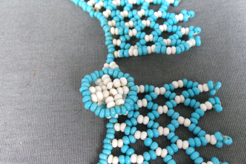1920s Blue and White Beaded Collar Necklace