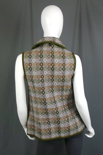 1960s Forest Green Deadstock Welsh Wool Cape and Waistcoat, 36in Bust