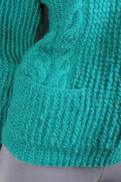 1970s Teal Cable Knit Jumper, 48in Bust