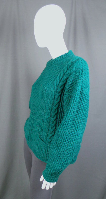 1970s Teal Cable Knit Jumper | 4XL