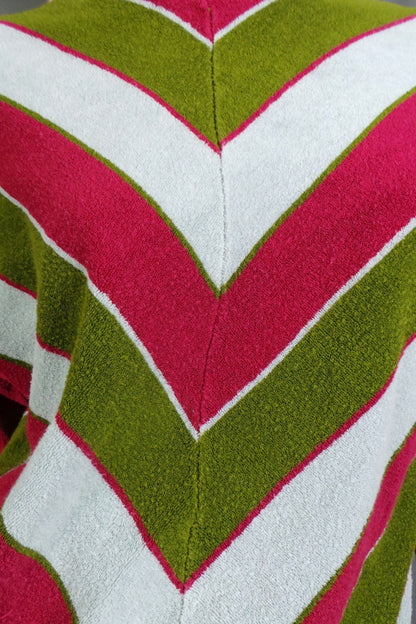 1970s Maroon Chevron Velour Sweatshirt | 2XL