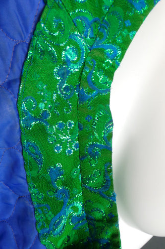 1960s Green Paisley Brocade Quilted Jacket | L