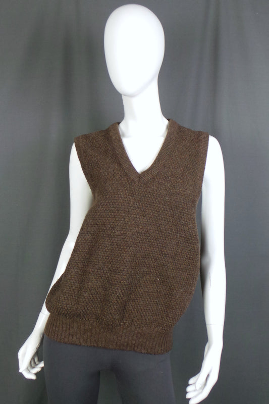 1970s Brown Knobbly Wool Tank | L
