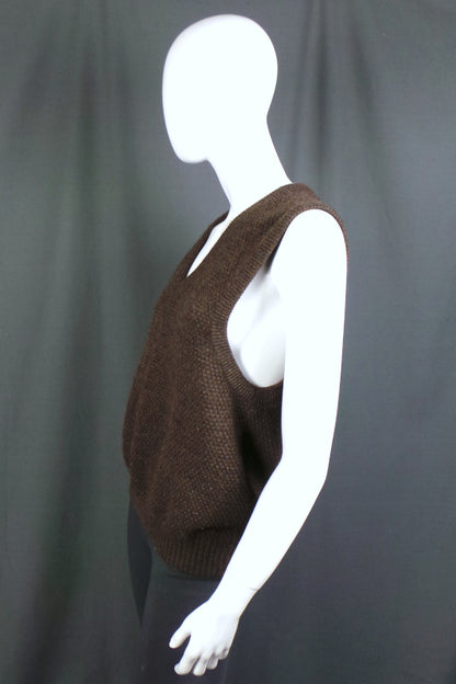 1970s Brown Knobbly Wool Tank | L