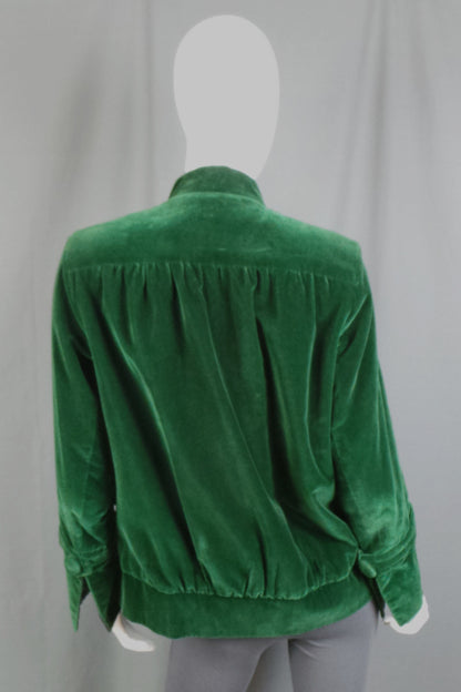 1950s Deep Green Velvet Short Jacket | John Comery Haute Couture | 2XL