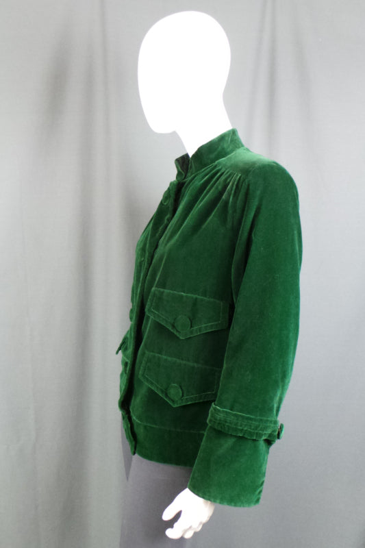 1950s Deep Green Velvet Short Jacket | John Comery Haute Couture | 2XL