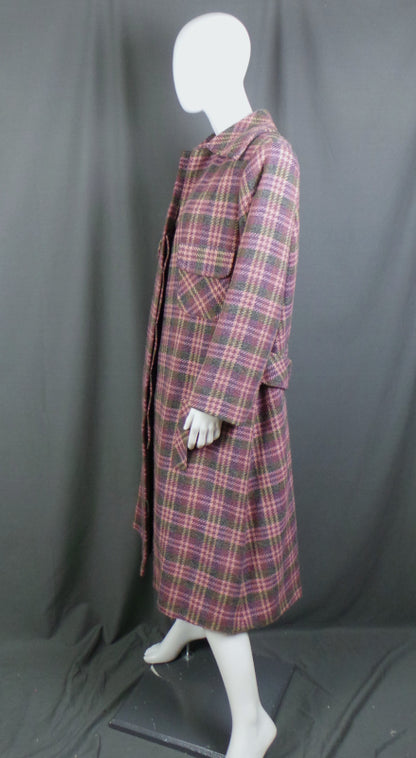 1980s Pink Check Oversized Wool Coat | Jacques Esterel Paris | 4XL