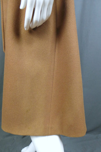 1970s Camel Sheepskin Collar Wool Belted Coat | C&A | XL