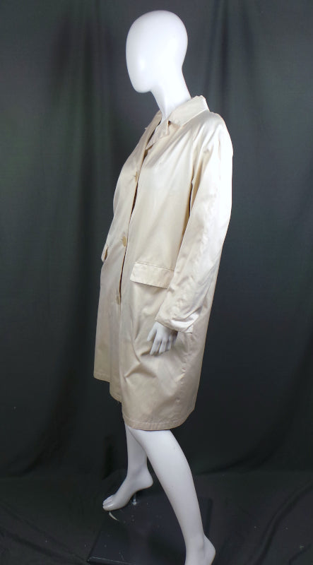 1960s Cream Satin Faux Fur Lined Trench Coat | Weathergay | 2XL