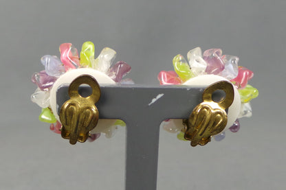 1960s Pastel Glass Clip On Earrings