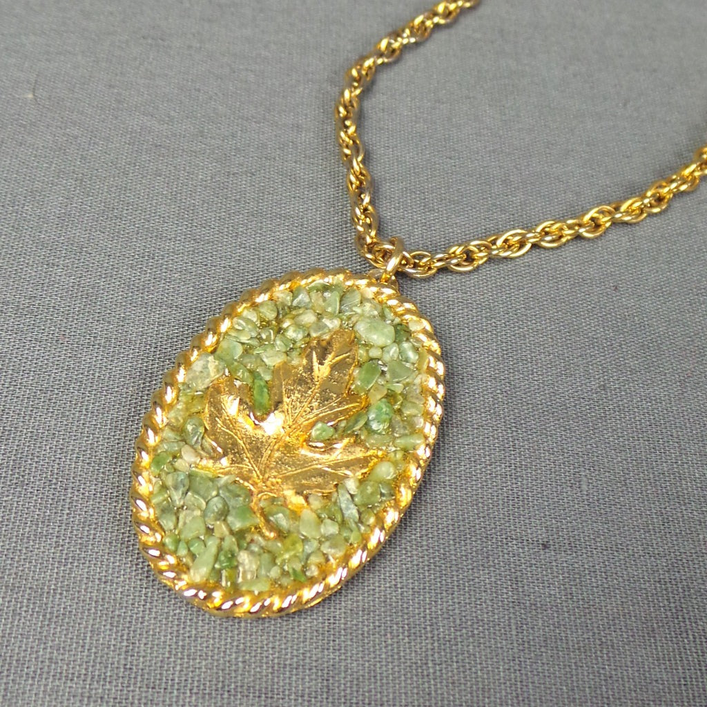 1970s Jade Maple Leaf Vintage Necklace