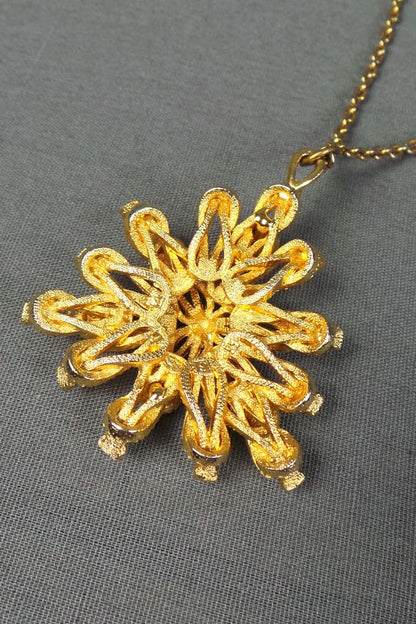 1970s Gold Rope Knot Brutalist Long Necklace