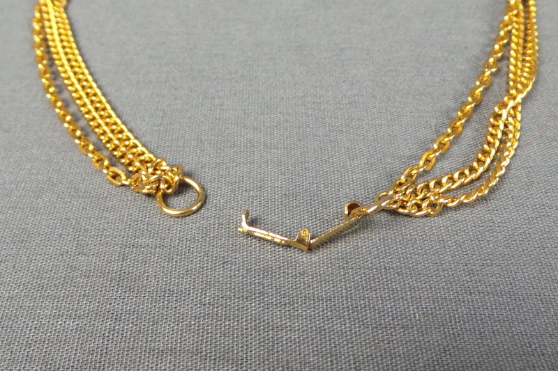 1970s Gold Three Chain Tassel Necklace
