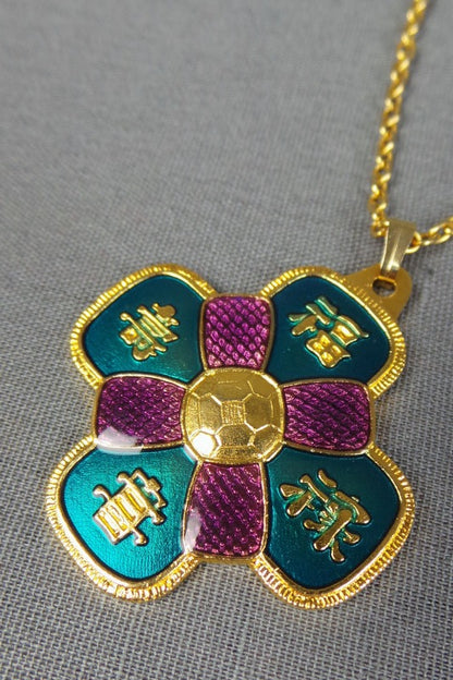 1980s Chinese Han Enamel Magnet Therapy Necklace
