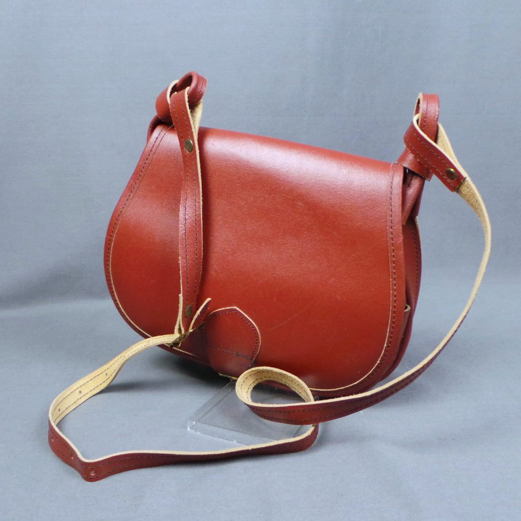 1970s Red Leather Vintage Saddle Bag