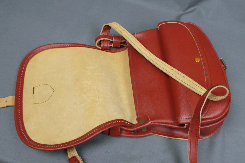 1970s Red Leather Saddle Bag
