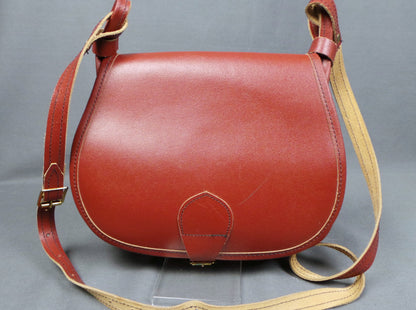 1970s Brick Red Leather Saddle Shoulder Bag