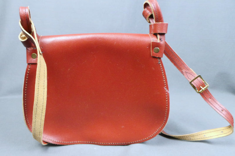 1970s Brick Red Leather Saddle Shoulder Bag