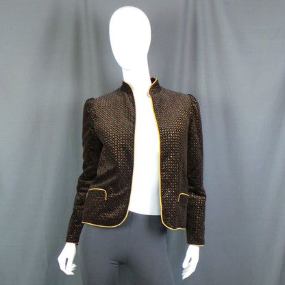1980s Black Gold Quilted Velvet Vintage Jacket | Country Casuals