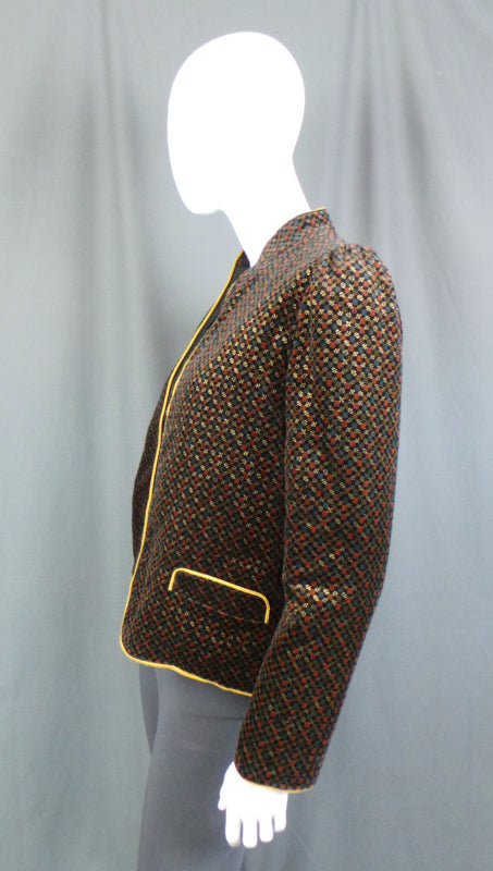 1980s Black Gold Quilted Velvet Jacket | Country Casuals | L