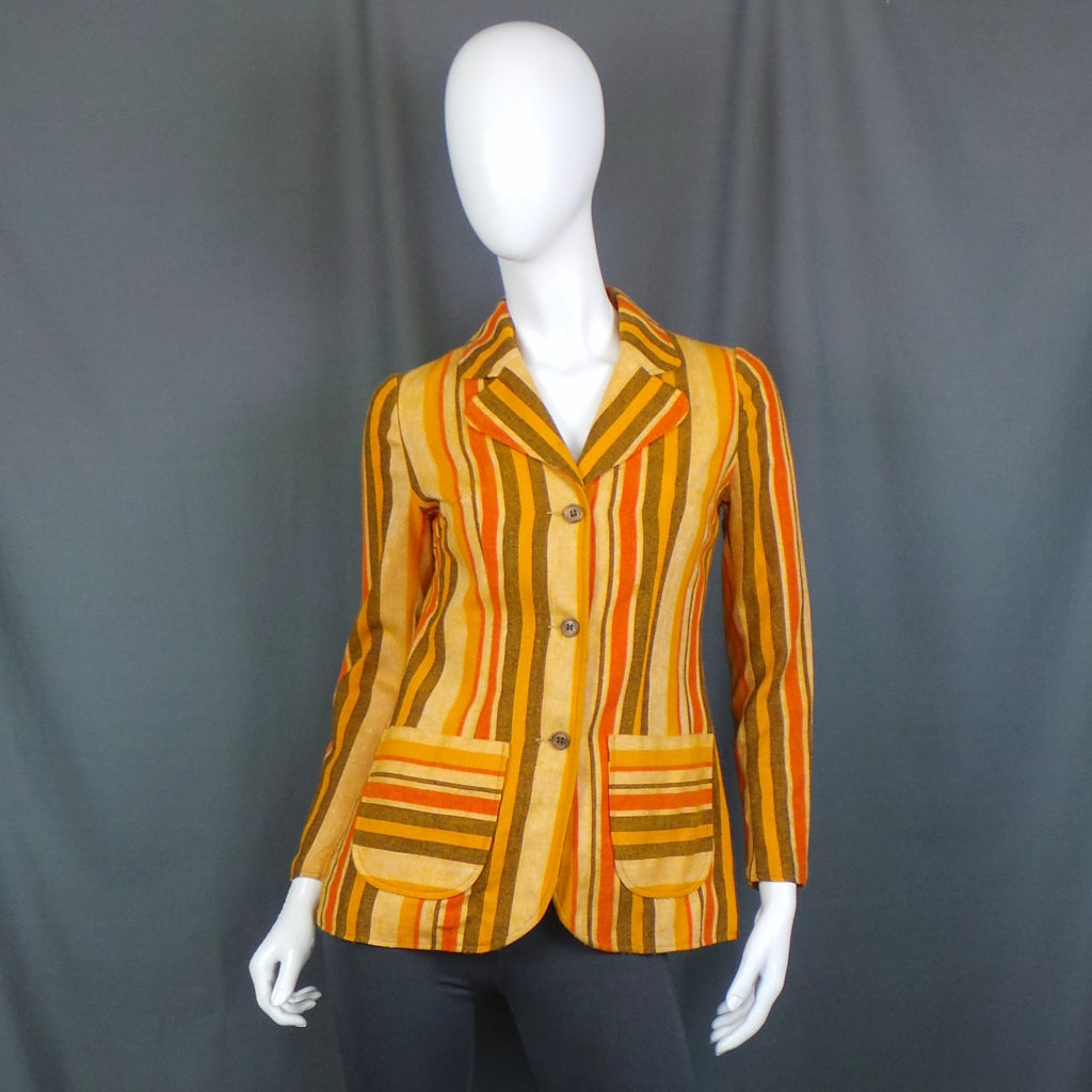 1960s Yellow & Orange Striped Mod Vintage Jacket