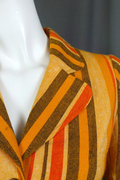 1960s Yellow & Orange Striped Mod Jacket | XS