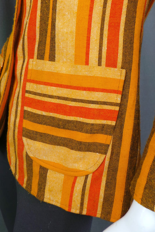 1960s Yellow & Orange Striped Mod Jacket | XS