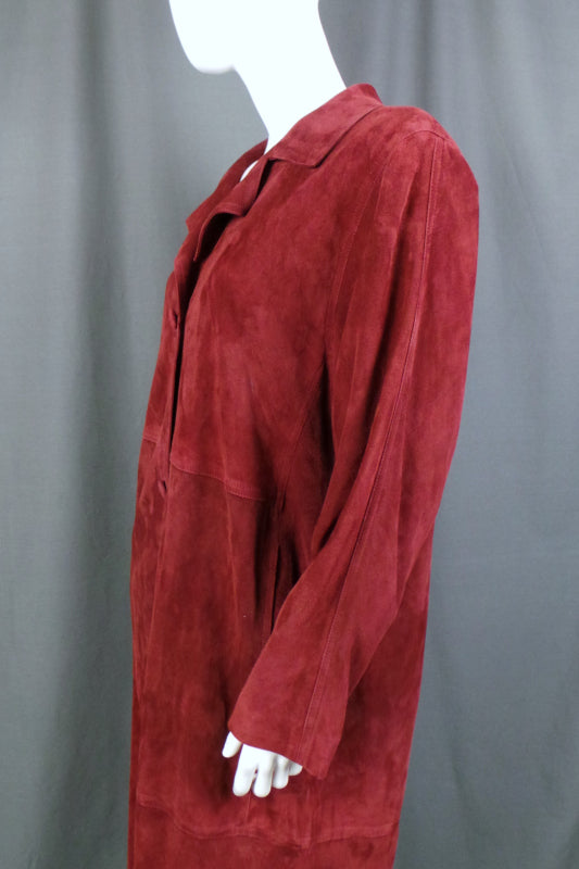 1970s Merlot Suede Full Length Coat | Janet Ibbotson | 3XL
