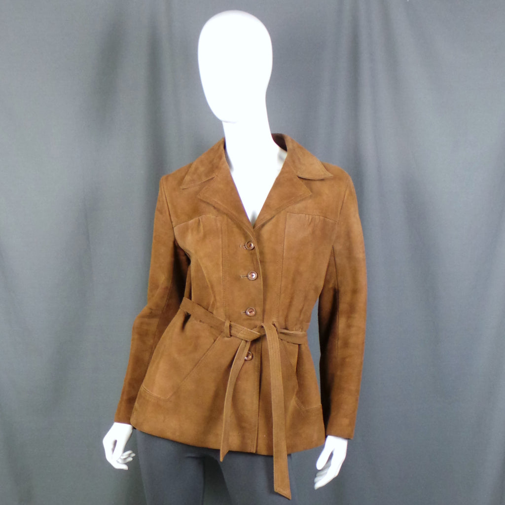 1960s Tan Suede Leather Belted Vintage Jacket