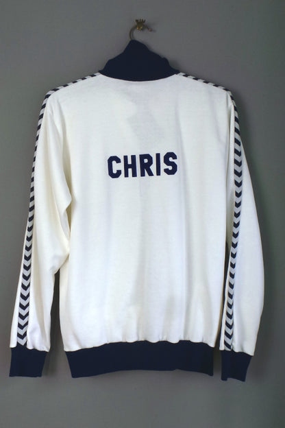 1970s White and Blue 'Chris' Zip Up Vintage Sports Jacket