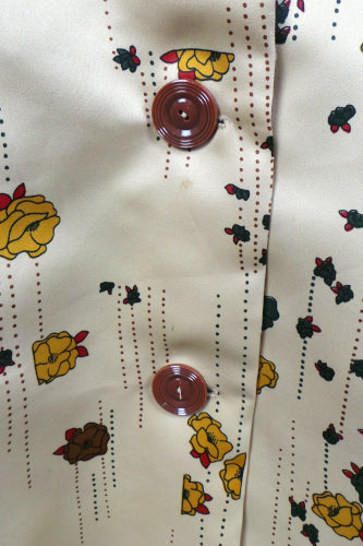 1970s Tan Autumn Floral Belted Dress | C&A | M