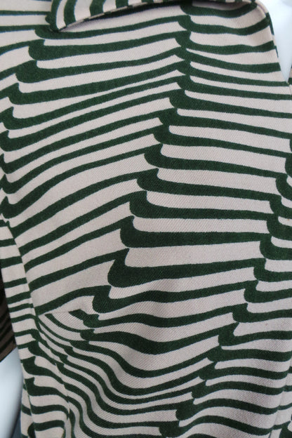 1960s Deep Olive Green and Ecru Belted Dress | Hucke | L