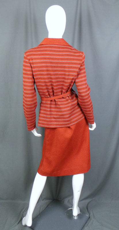 1970s Terracotta Striped Boucle Co-Ord | Queenswear | L