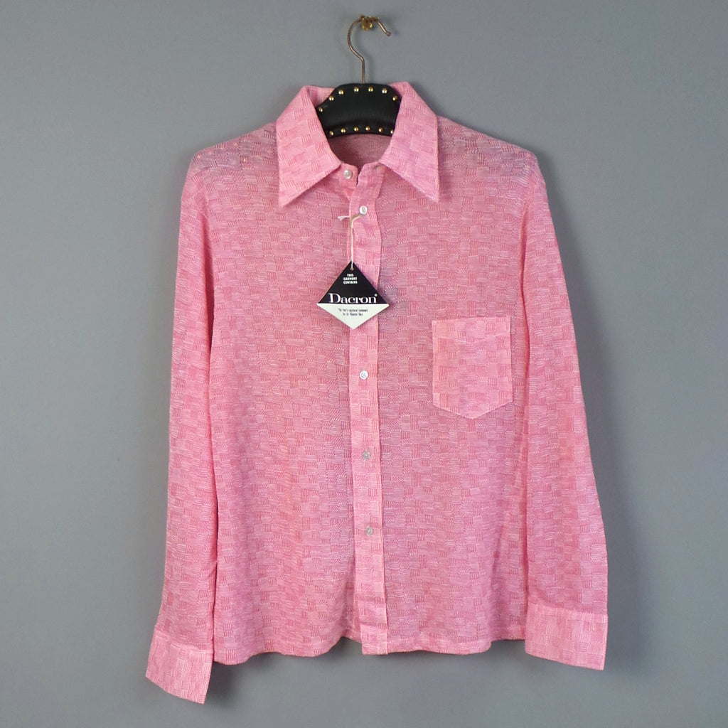 1960s Pink and White Knit Vintage Shirt