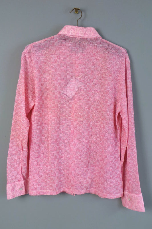 1960s Pink and White Knit Shirt | M